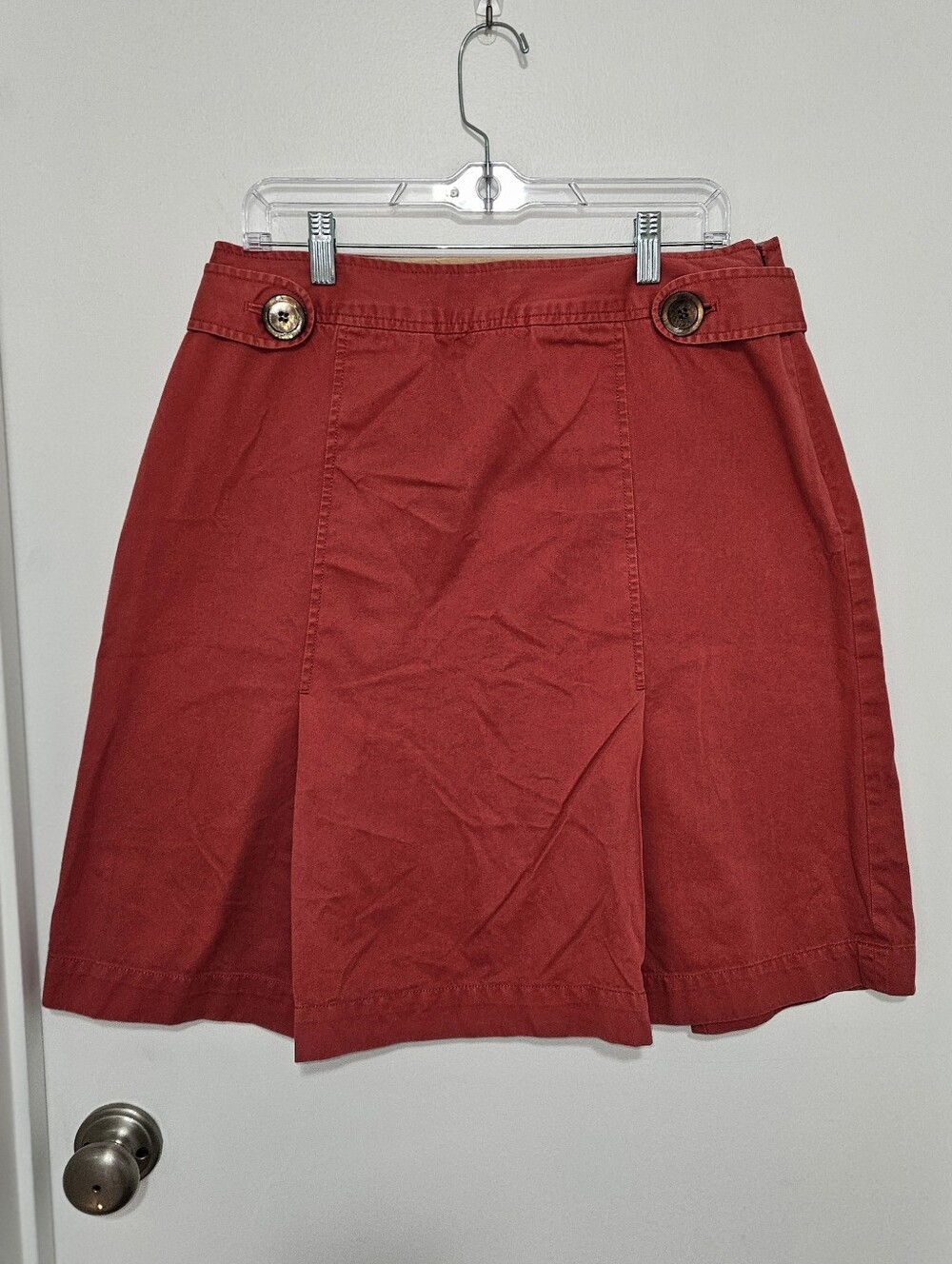 J. Jill Crimson Red A-Line Skirt with Button Tabs Size 12